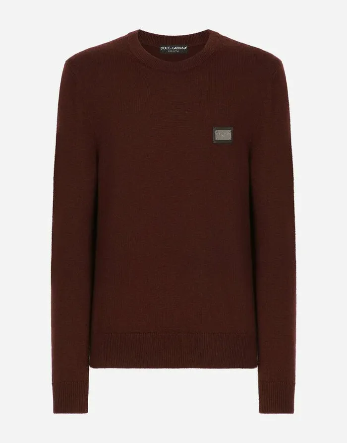 Dolce and Gabbana Sweaters And Cardigans Men Wool And Cashmere Roundneck Sweater Bordeaux Dolce and Gabbana Sweaters And Cardigans Men Wool And Cashmere Roundneck Sweater Bordeaux