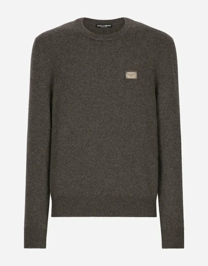 Dolce and Gabbana Sweaters And Cardigans Men Wool Roundneck Sweater With Branded Tag Grey Dolce and Gabbana Sweaters And Cardigans Men Wool Roundneck Sweater With Branded Tag Grey