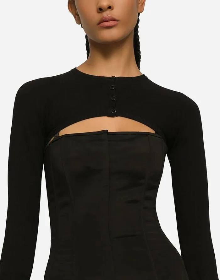 Dolce and Gabbana Sweaters And Cardigans Women KIM DOLCEandGABBANA Viscose Shrug Black Dolce and Gabbana Sweaters And Cardigans Women KIM DOLCEandGABBANA Viscose Shrug Black