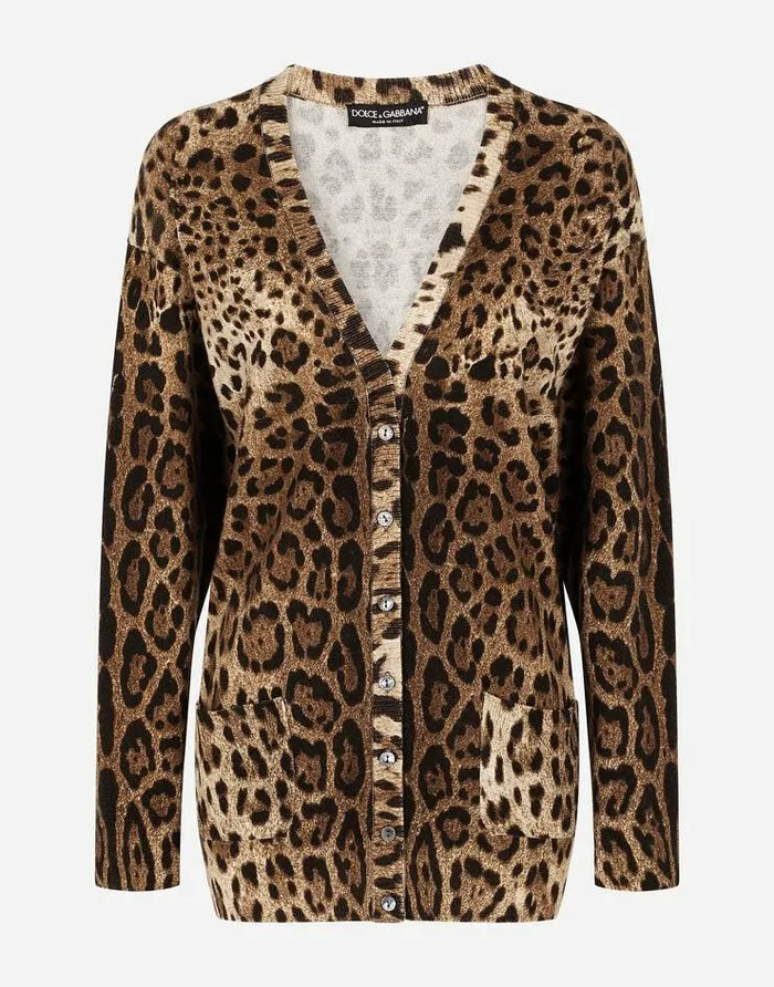 Dolce and Gabbana Sweaters And Cardigans Women Leopardprint Cashmere Cardigan Multicolor Dolce and Gabbana Sweaters And Cardigans Women Leopardprint Cashmere Cardigan Multicolor