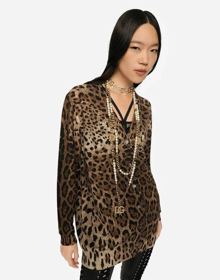 Dolce and Gabbana Sweaters And Cardigans Women Leopardprint Cashmere Cardigan Multicolor Dolce and Gabbana Sweaters And Cardigans Women Leopardprint Cashmere Cardigan Multicolor