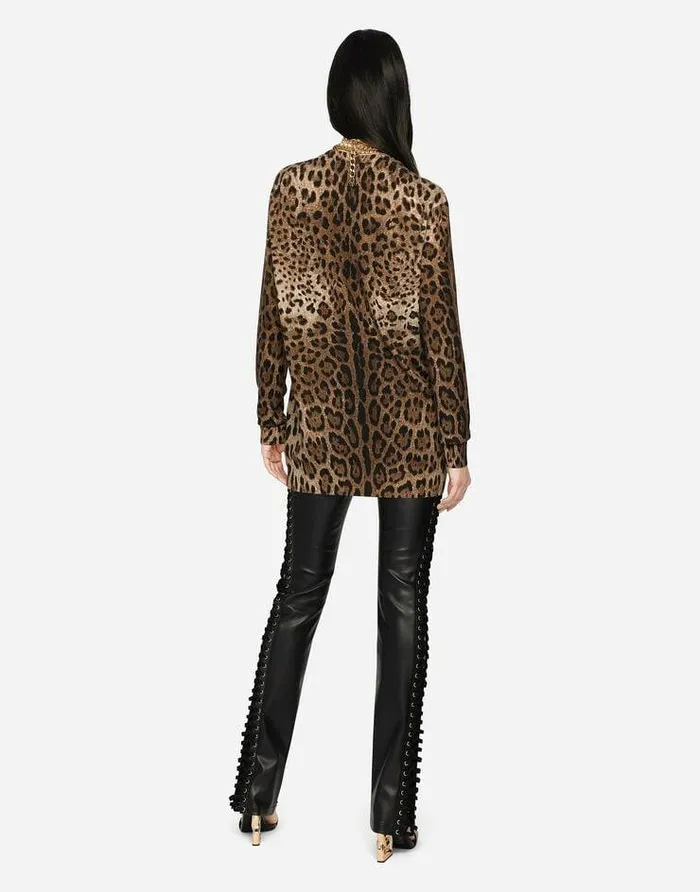 Dolce and Gabbana Sweaters And Cardigans Women Leopardprint Cashmere Cardigan Multicolor Dolce and Gabbana Sweaters And Cardigans Women Leopardprint Cashmere Cardigan Multicolor