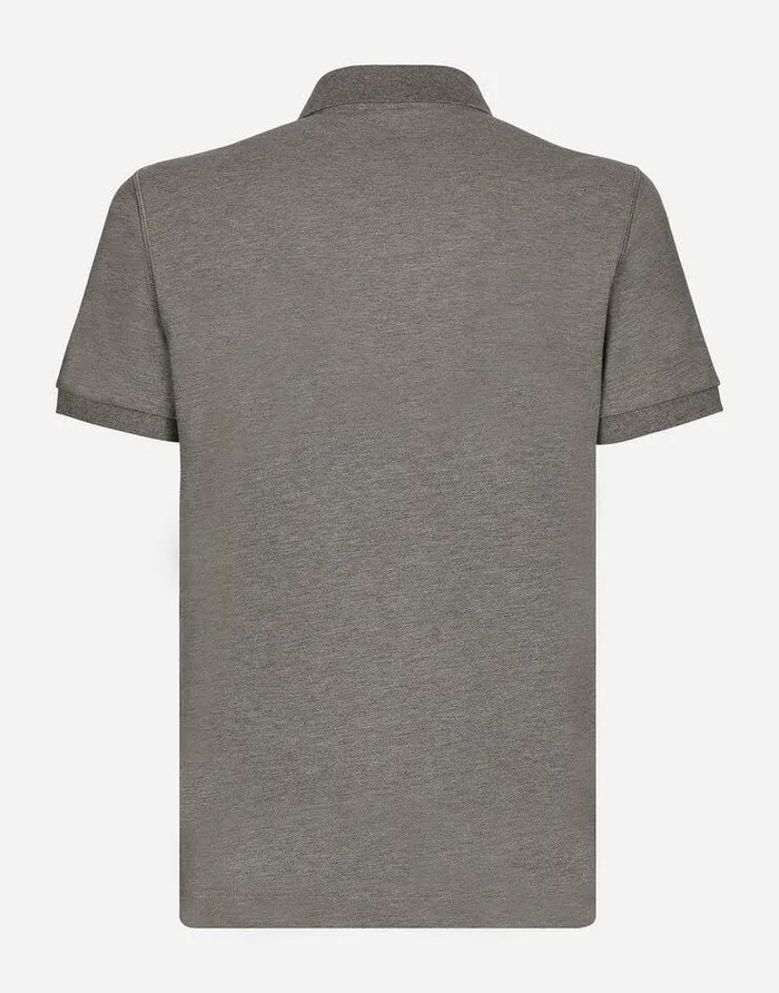 Dolce and Gabbana TShirts And Polos Men Cotton Piqu Poloshirt With Branded Tag Grey Dolce and Gabbana TShirts And Polos Men Cotton Piqu Poloshirt With Branded Tag Grey