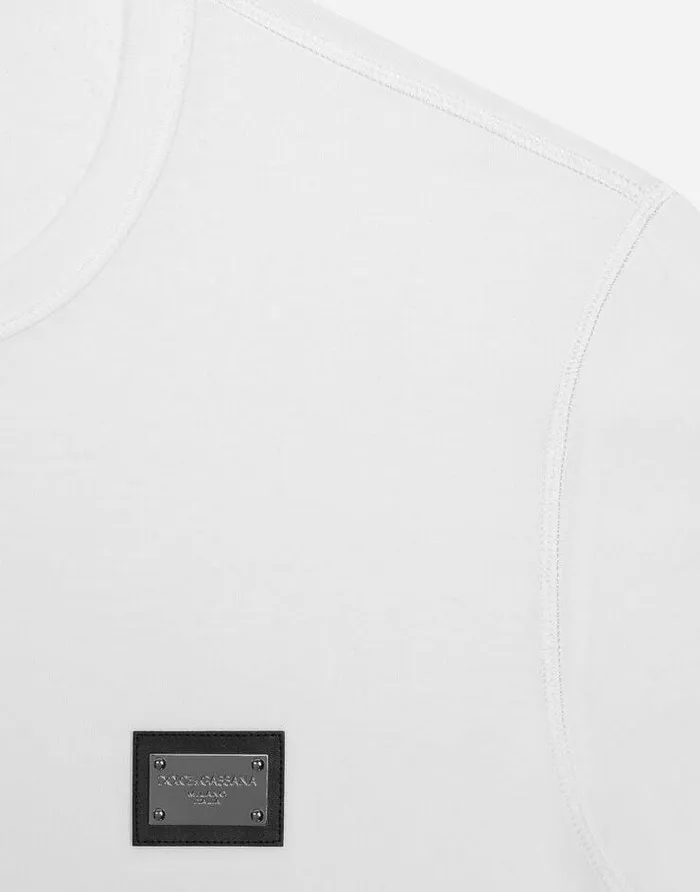 Dolce and Gabbana TShirts And Polos Men Longsleeved Tshirt With Logo Tag White