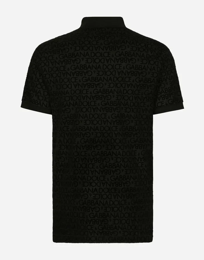 Dolce and Gabbana TShirts And Polos Men Piqu Poloshirt With Flocked DolceandGabbana Logo Black Dolce and Gabbana TShirts And Polos Men Piqu Poloshirt With Flocked DolceandGabbana Logo Black