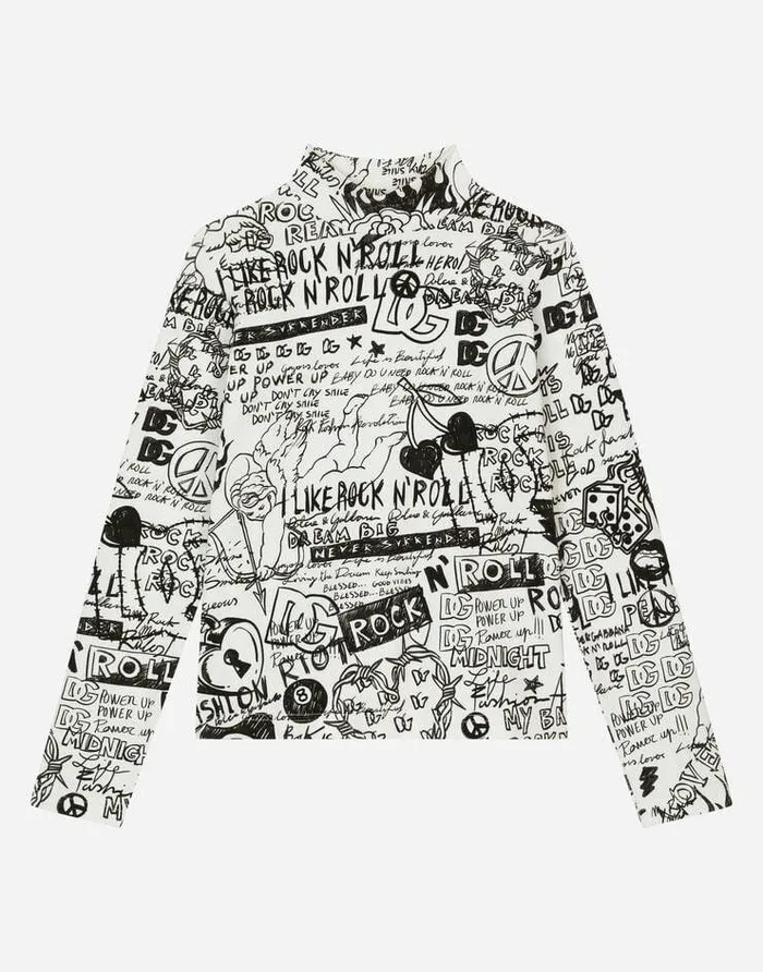 Dolce and Gabbana TShirts And Sweatshirts Children Graffitiprint Interlock Tshirt Multicolor Dolce and Gabbana TShirts And Sweatshirts Children Graffitiprint Interlock Tshirt Multicolor