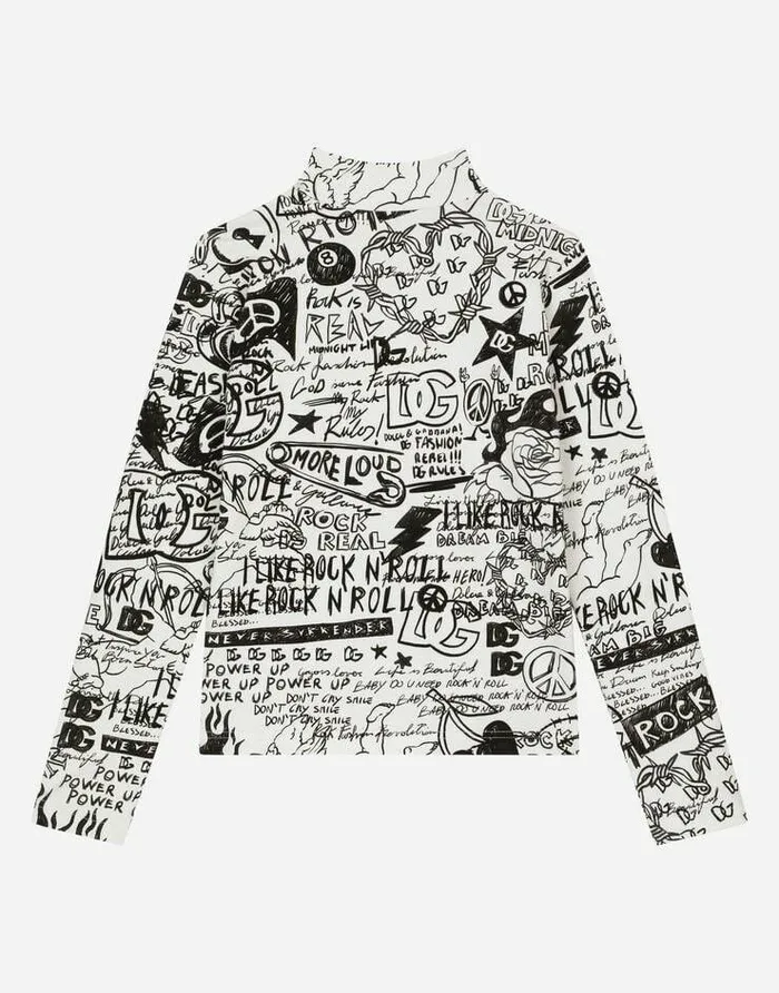 Dolce and Gabbana TShirts And Sweatshirts Children Graffitiprint Interlock Tshirt Multicolor Dolce and Gabbana TShirts And Sweatshirts Children Graffitiprint Interlock Tshirt Multicolor