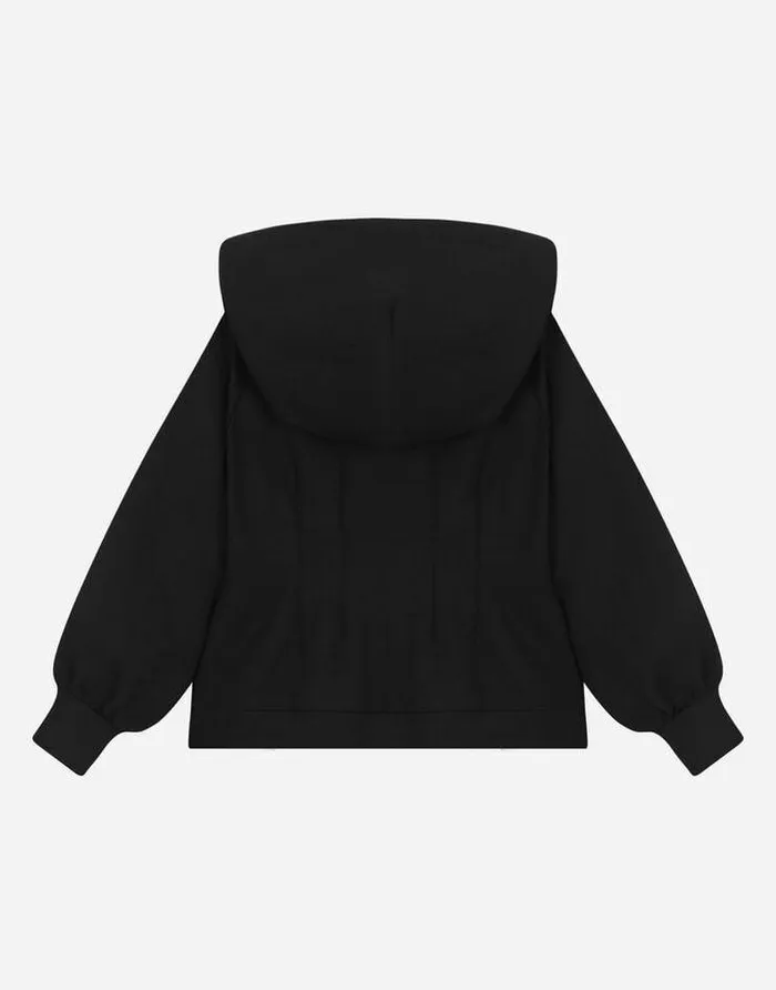 Dolce and Gabbana TShirts And Sweatshirts Children Hoodie With Metal DG Logo Black Dolce and Gabbana TShirts And Sweatshirts Children Hoodie With Metal DG Logo Black