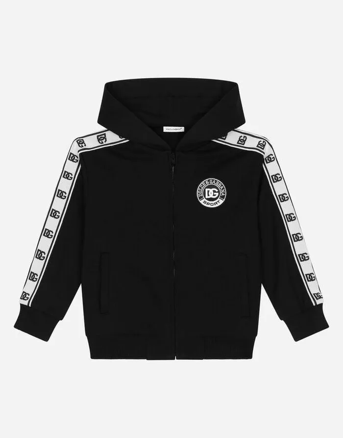 Dolce and Gabbana TShirts And Sweatshirts Children Jersey Hoodie With DG Logo Band Black Dolce and Gabbana TShirts And Sweatshirts Children Jersey Hoodie With DG Logo Band Black