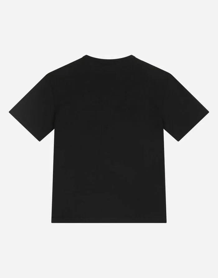 Dolce and Gabbana TShirts And Sweatshirts Children Jersey Tshirt With Leoparddesign DG Patch Black Dolce and Gabbana TShirts And Sweatshirts Children Jersey Tshirt With Leoparddesign DG Patch Black