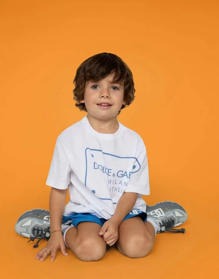 Dolce and Gabbana TShirts And Sweatshirts Children Jersey Tshirt With Logo Tag Print White Dolce and Gabbana TShirts And Sweatshirts Children Jersey Tshirt With Logo Tag Print White