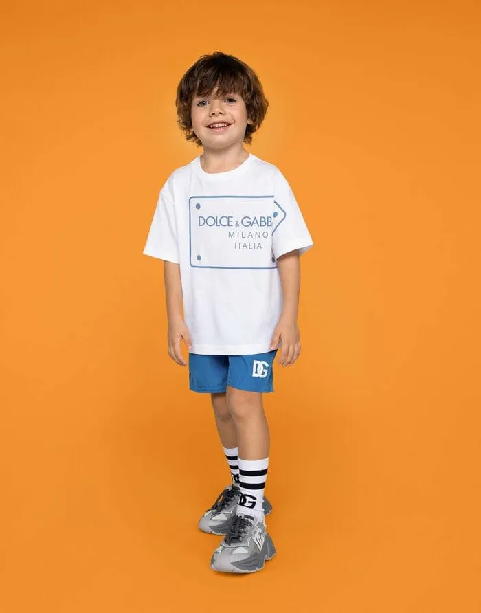 Dolce and Gabbana TShirts And Sweatshirts Children Jersey Tshirt With Logo Tag Print White Dolce and Gabbana TShirts And Sweatshirts Children Jersey Tshirt With Logo Tag Print White