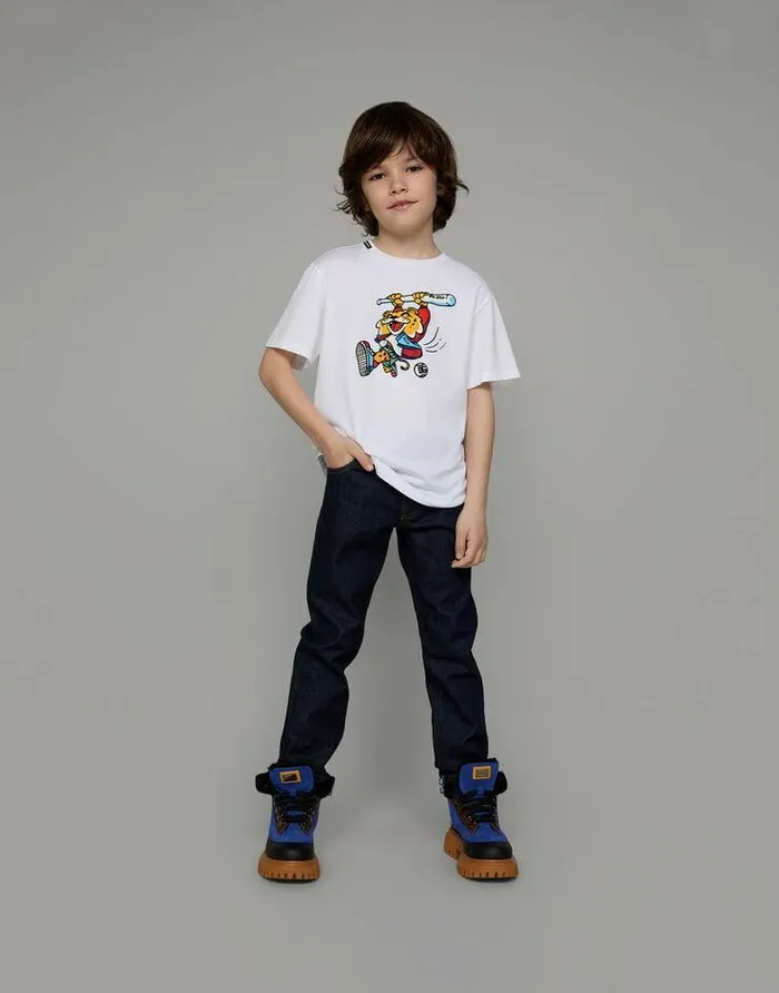 Dolce and Gabbana TShirts And Sweatshirts Children Shortsleeved Jersey Tshirt With Mascot Print White Dolce and Gabbana TShirts And Sweatshirts Children Shortsleeved Jersey Tshirt With Mascot Print White