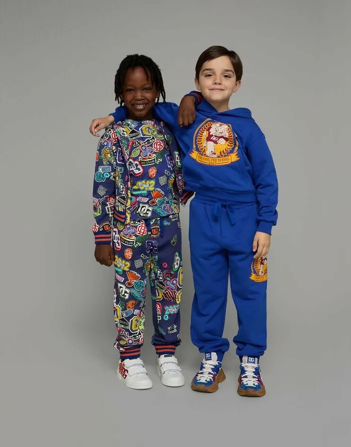 Dolce and Gabbana TShirts And Sweatshirts Children Zipup Hoodie With Stickers Print Blue Dolce and Gabbana TShirts And Sweatshirts Children Zipup Hoodie With Stickers Print Blue