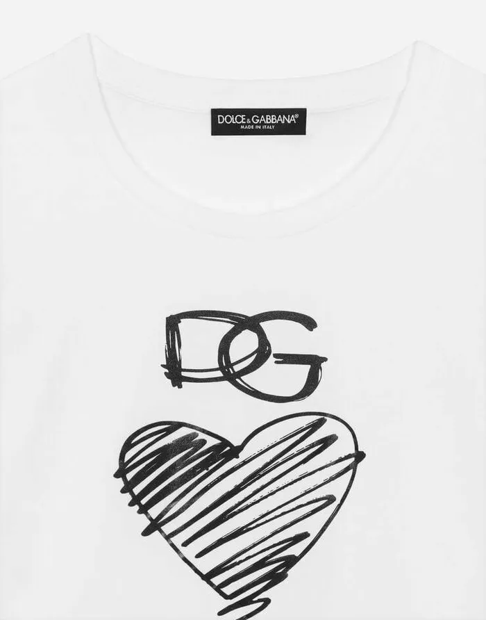 Dolce and Gabbana TShirts And Sweatshirts Women Jersey Tshirt With DG And Heart Print White Dolce and Gabbana TShirts And Sweatshirts Women Jersey Tshirt With DG And Heart Print White