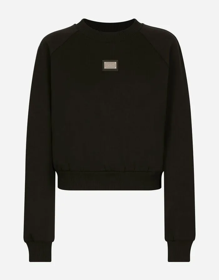 Dolce and Gabbana TShirts And Sweatshirts Women Technical Jersey Sweatshirt With DolceandGabbana Tag Black Dolce and Gabbana TShirts And Sweatshirts Women Technical Jersey Sweatshirt With DolceandGabbana Tag Black