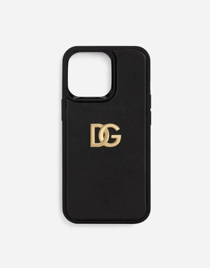 Dolce and Gabbana Technology Women Calfskin IPhone 13 Pro Cover With DG Logo Black Dolce and Gabbana Technology Women Calfskin IPhone 13 Pro Cover With DG Logo Black