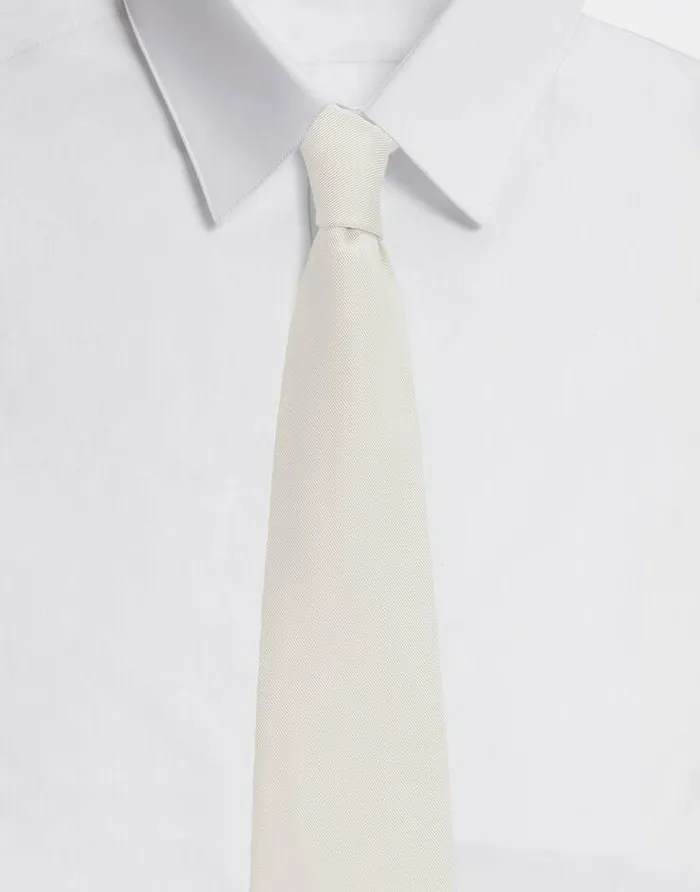 Dolce and Gabbana Ties And Pocket Squares Men 12cm Silk Faille Blade Tie White Dolce and Gabbana Ties And Pocket Squares Men 12cm Silk Faille Blade Tie White