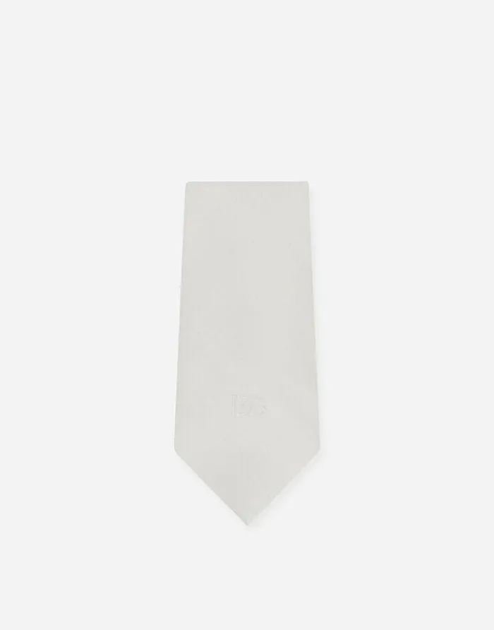 Dolce and Gabbana Ties And Pocket Squares Men 6cm Silk Blade Tie With DG Logo Embroidery White Dolce and Gabbana Ties And Pocket Squares Men 6cm Silk Blade Tie With DG Logo Embroidery White