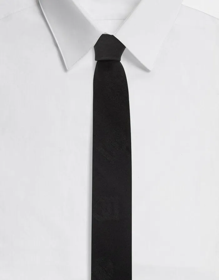 Dolce and Gabbana Ties And Pocket Squares Men 6cm Silk Jacquard Blade Tie With DG Logo Black Dolce and Gabbana Ties And Pocket Squares Men 6cm Silk Jacquard Blade Tie With DG Logo Black