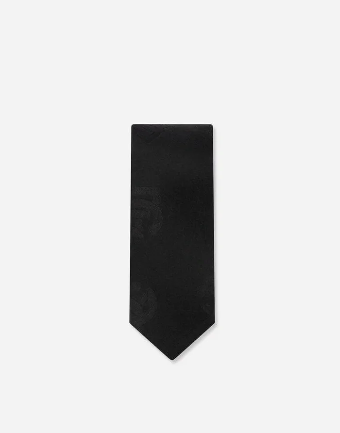 Dolce and Gabbana Ties And Pocket Squares Men 6cm Silk Jacquard Blade Tie With DG Logo Black