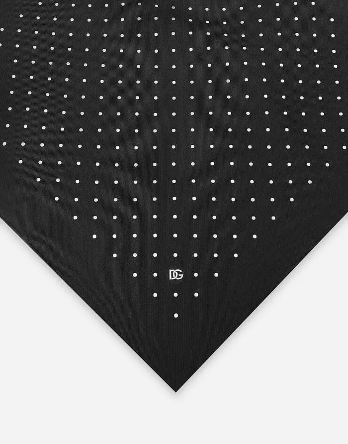 Dolce and Gabbana Ties And Pocket Squares Men Silk Jacquard Pocket Square With DG Logo Black Dolce and Gabbana Ties And Pocket Squares Men Silk Jacquard Pocket Square With DG Logo Black