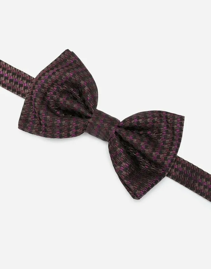 Dolce and Gabbana Ties And Pocket Squares Men Tieprint Silk Jacquard Bow Tie Bordeaux