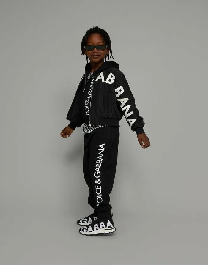 Dolce and Gabbana Trousers And Shorts Children Cotton Jogging Pants With Logo Print Black Dolce and Gabbana Trousers And Shorts Children Cotton Jogging Pants With Logo Print Black