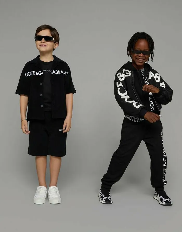 Dolce and Gabbana Trousers And Shorts Children Cotton Jogging Pants With Logo Print Black Dolce and Gabbana Trousers And Shorts Children Cotton Jogging Pants With Logo Print Black