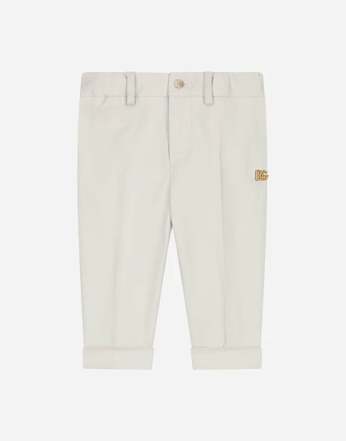 Dolce and Gabbana Trousers And Shorts Children Drill Pants With DG Logo Grey
