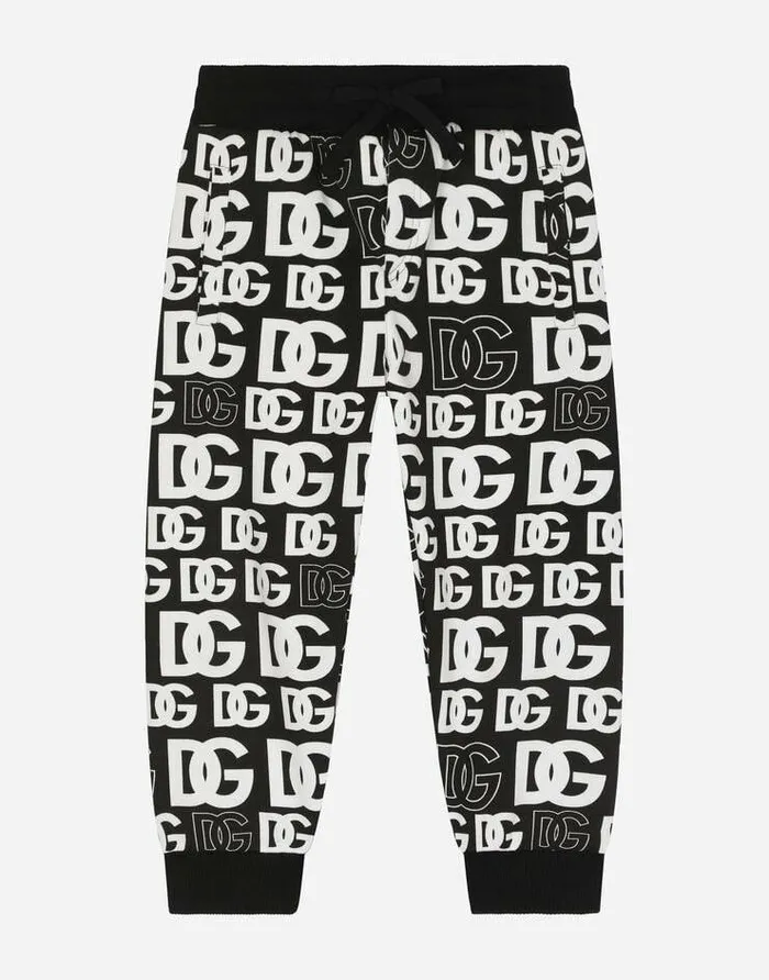 Dolce and Gabbana Trousers And Shorts Children Jersey Jogging Pants With DG Logo Print Multicolor