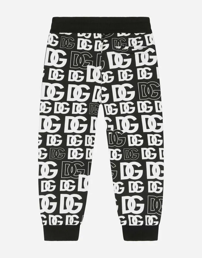 Dolce and Gabbana Trousers And Shorts Children Jersey Jogging Pants With DG Logo Print Multicolor