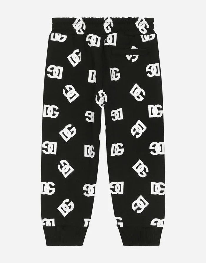 Dolce and Gabbana Trousers And Shorts Children Jersey Jogging Pants With DG Logo Print Multicolor