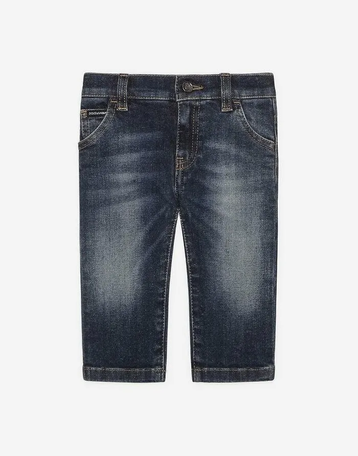 Dolce and Gabbana Trousers And Shorts Children Regularfit Dark Blue Wash Stretch Jeans Blue