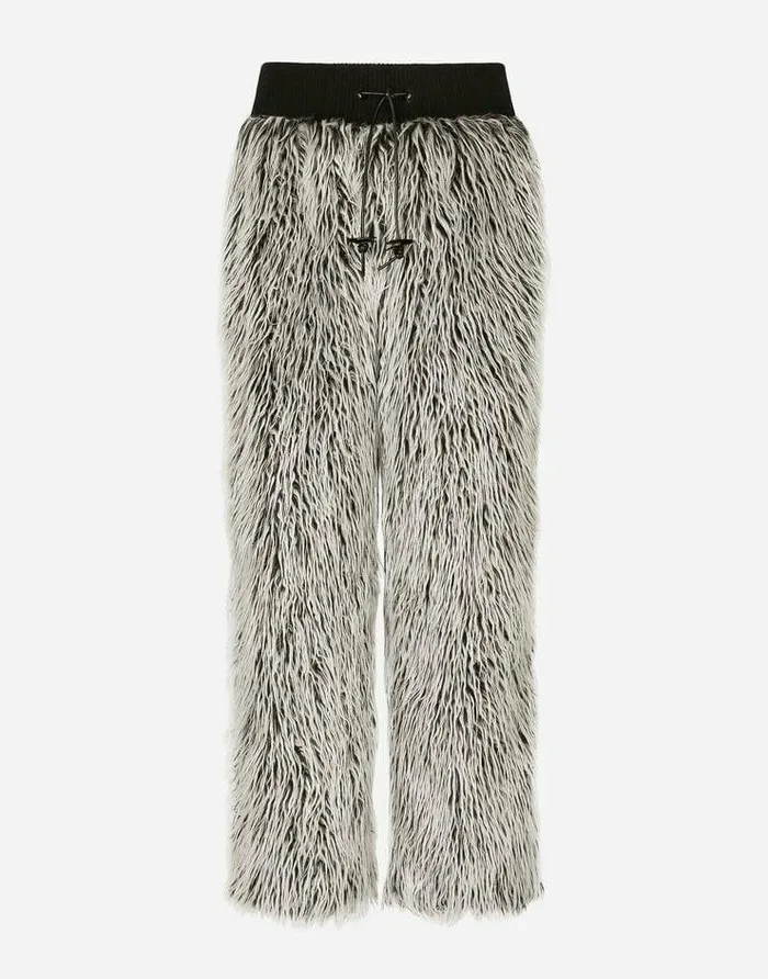 Dolce and Gabbana Trousers And Shorts Men Faux Fur Jogging Pants Multicolor