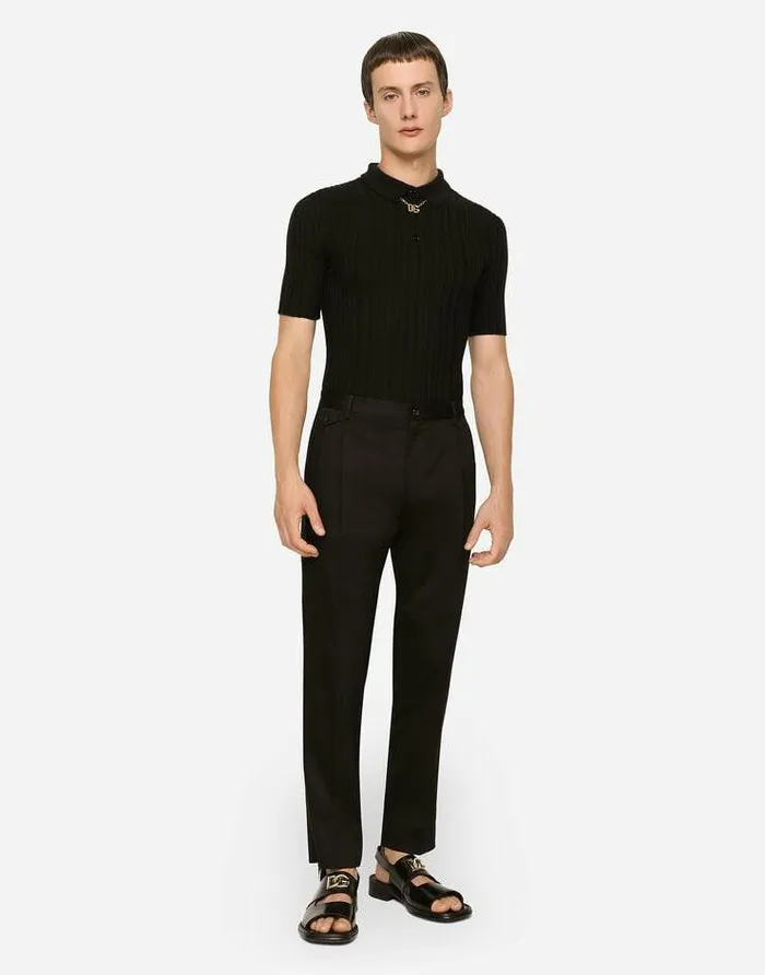 Dolce and Gabbana Trousers And Shorts Men Stretch Cotton Pants Black Dolce and Gabbana Trousers And Shorts Men Stretch Cotton Pants Black