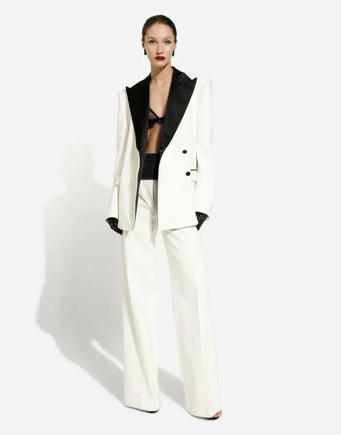 Dolce and Gabbana Trousers And Shorts Women Flared Double Crepe Pants White Dolce and Gabbana Trousers And Shorts Women Flared Double Crepe Pants White