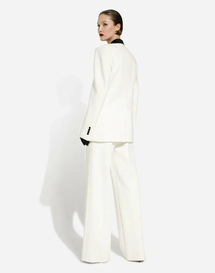 Dolce and Gabbana Trousers And Shorts Women Flared Double Crepe Pants White Dolce and Gabbana Trousers And Shorts Women Flared Double Crepe Pants White