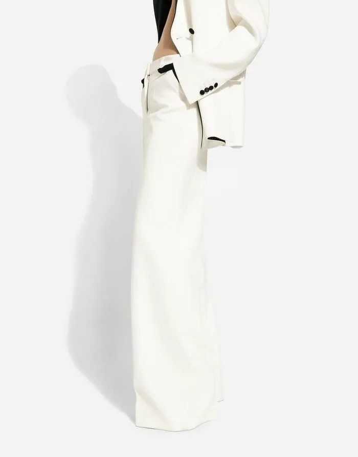 Dolce and Gabbana Trousers And Shorts Women Flared Double Crepe Pants White Dolce and Gabbana Trousers And Shorts Women Flared Double Crepe Pants White