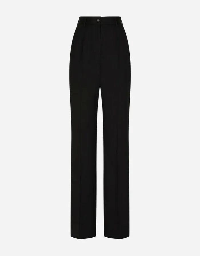 Dolce and Gabbana Trousers And Shorts Women Gabardine Palazzo Pants Black