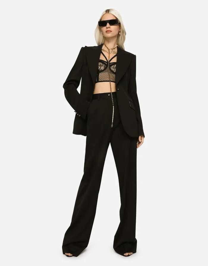 Dolce and Gabbana Trousers And Shorts Women Gabardine Palazzo Pants Black Dolce and Gabbana Trousers And Shorts Women Gabardine Palazzo Pants Black