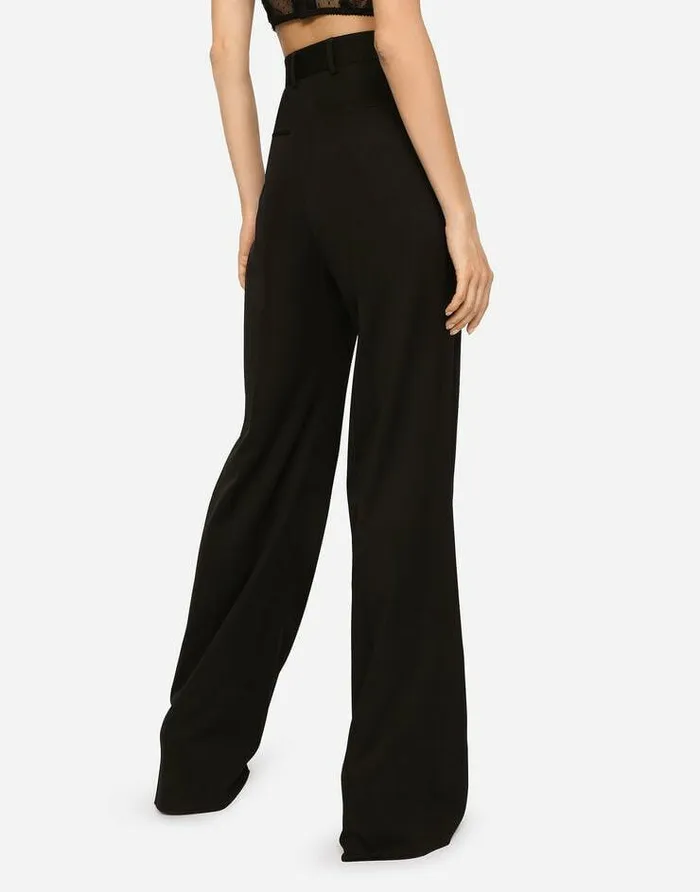 Dolce and Gabbana Trousers And Shorts Women Gabardine Palazzo Pants Black Dolce and Gabbana Trousers And Shorts Women Gabardine Palazzo Pants Black