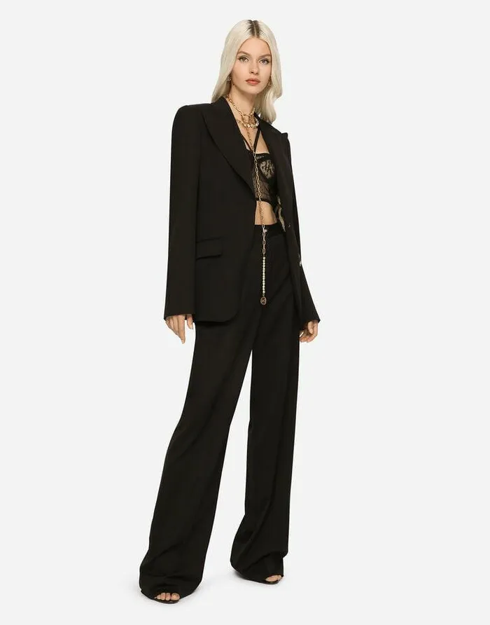 Dolce and Gabbana Trousers And Shorts Women Gabardine Palazzo Pants Black Dolce and Gabbana Trousers And Shorts Women Gabardine Palazzo Pants Black