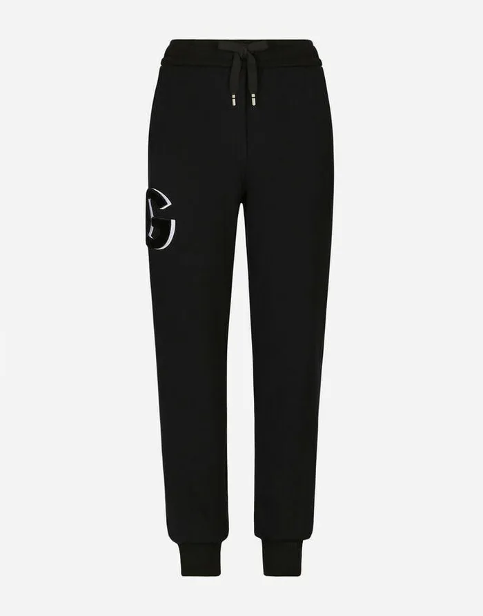 Dolce and Gabbana Trousers And Shorts Women Jogging Pants With DG Logo Patch Black