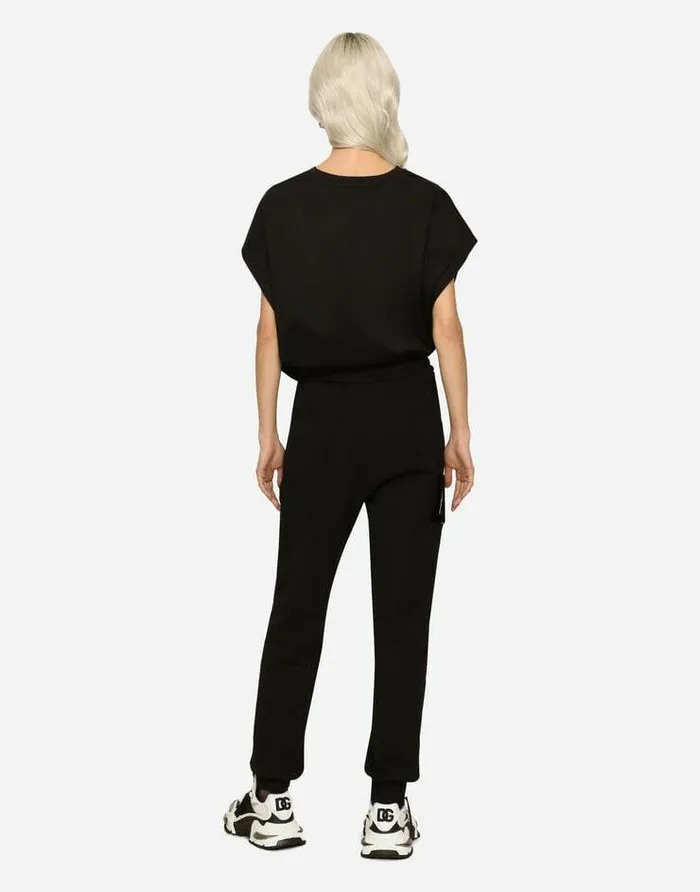 Dolce and Gabbana Trousers And Shorts Women Jogging Pants With DG Logo Patch Black Dolce and Gabbana Trousers And Shorts Women Jogging Pants With DG Logo Patch Black