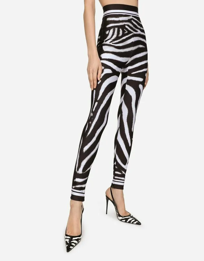 Dolce and Gabbana Trousers And Shorts Women Zebraprint Jersey Leggings Multicolor Dolce and Gabbana Trousers And Shorts Women Zebraprint Jersey Leggings Multicolor