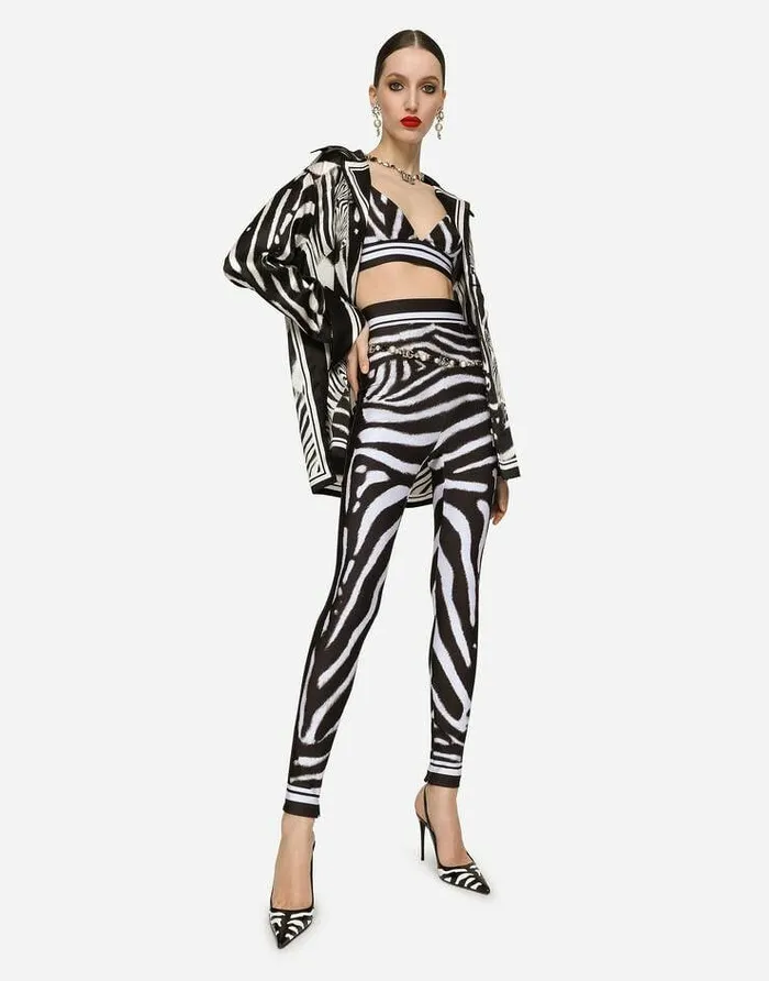 Dolce and Gabbana Trousers And Shorts Women Zebraprint Jersey Leggings Multicolor Dolce and Gabbana Trousers And Shorts Women Zebraprint Jersey Leggings Multicolor