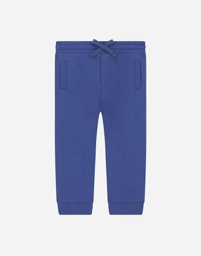 Dolce and Gabbana Trousers And Skirts Children Jersey Jogging Pants With Logo Plate Blue