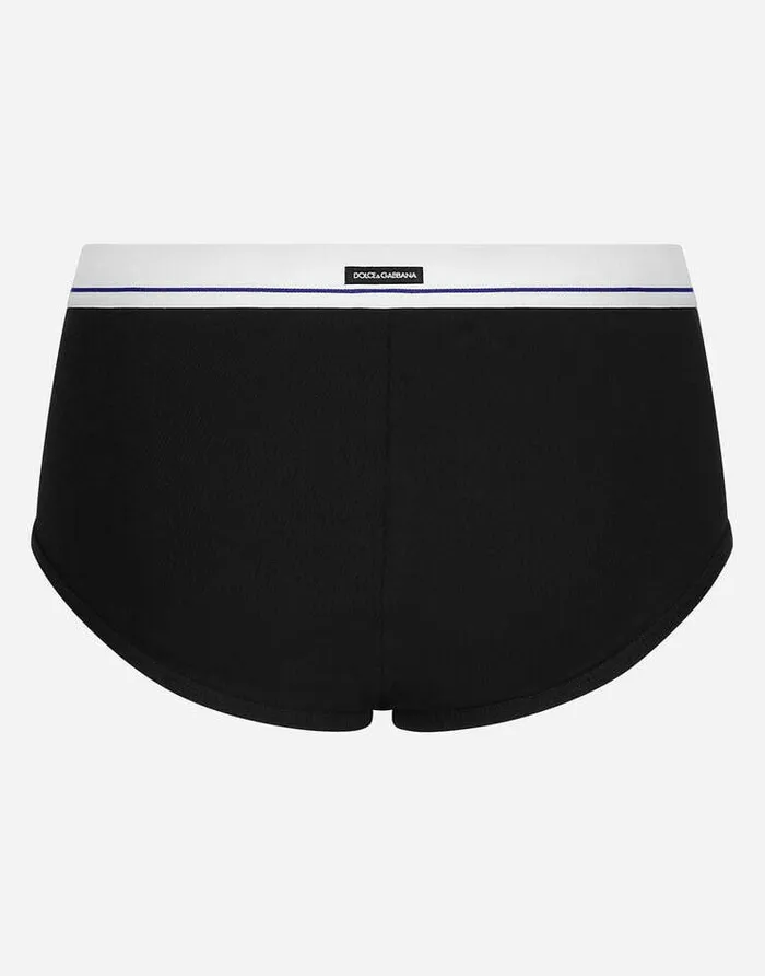 Dolce and Gabbana Underwear And Loungewear Men Finerib Cotton Brando Briefs With ReEdition Label Black Dolce and Gabbana Underwear And Loungewear Men Finerib Cotton Brando Briefs With ReEdition Label Black