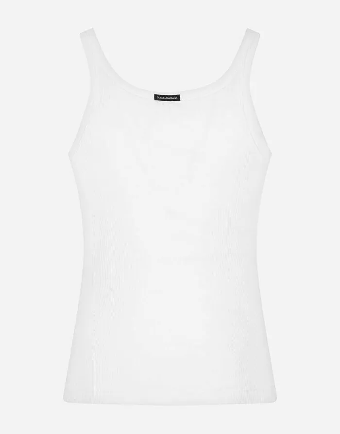 Dolce and Gabbana Underwear And Loungewear Men Finerib Cotton Singlet White Dolce and Gabbana Underwear And Loungewear Men Finerib Cotton Singlet White